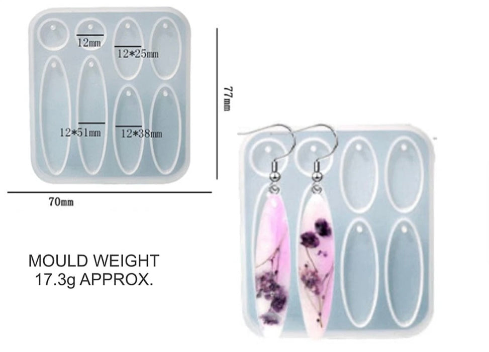 6 Cavity Long Oval Jwellery & Keychain Mould