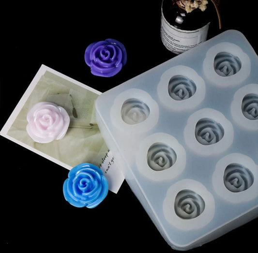 9 Cavity 3D Rose Flower Mould
