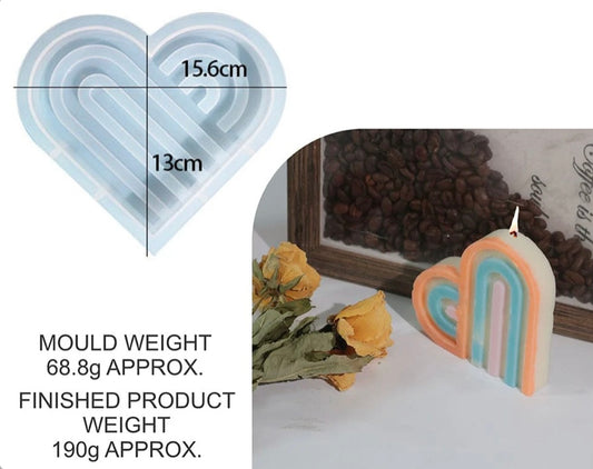 Rainbow Striped Love Candle(Large Size)Mould