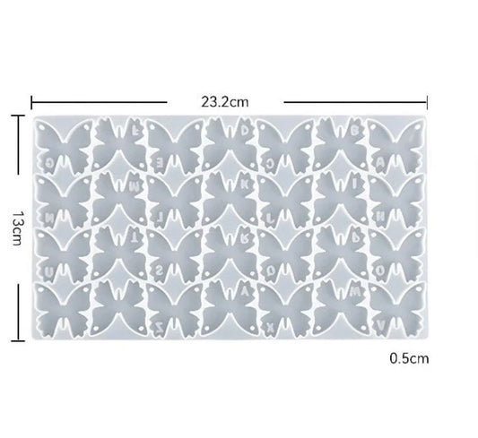 28 Cavity Letter Butterfly Keychain & Pendant Mould
