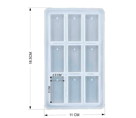 9 Cavity Rectangle Pendant Jwellery & Keychain Mould