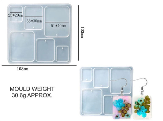 6 Cavity Rectangle Jwellery & Keychain Mould