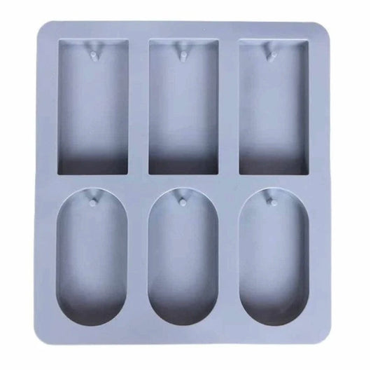 6 Cavity Rectangle & Oval Soap & Aromatiser Silicon Mould