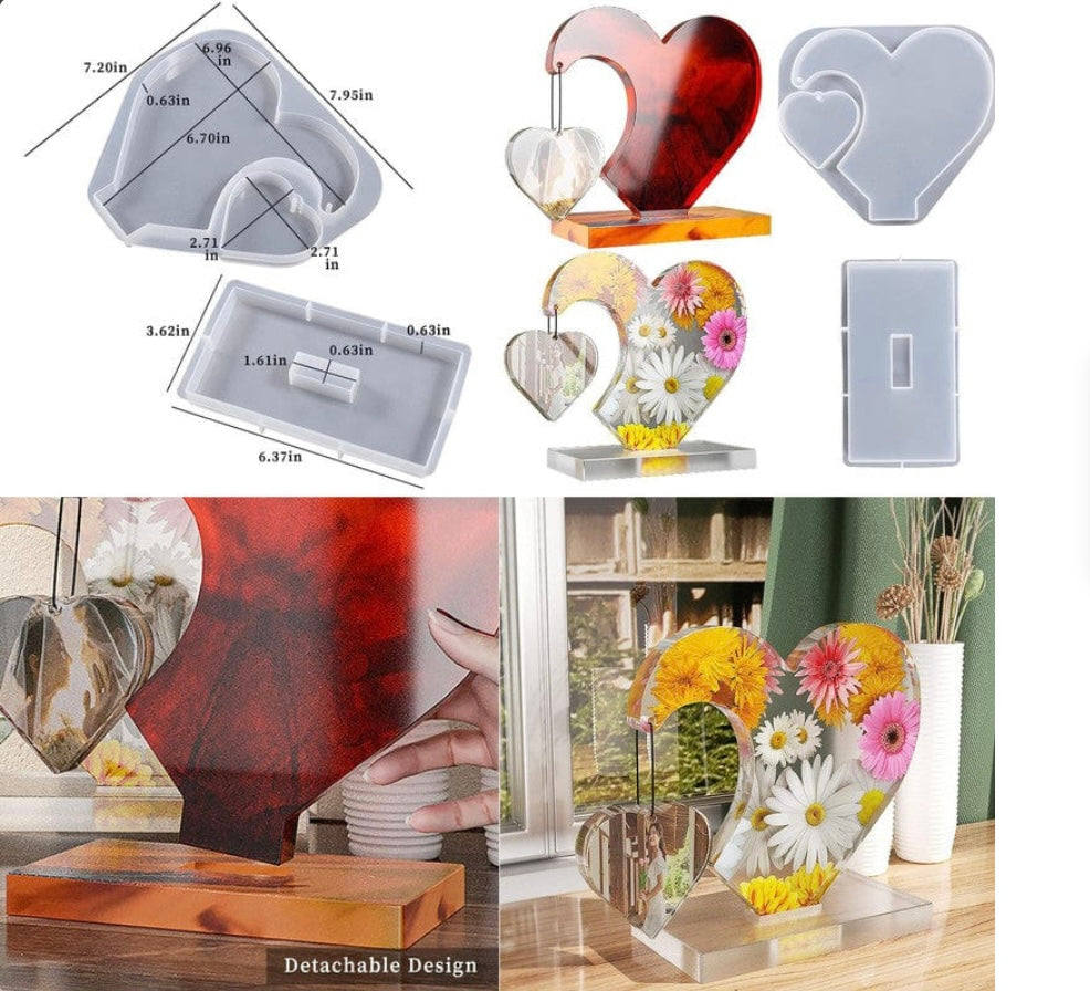 2 In 1 Heart Side Hanging Shaped Photo Frame Mould