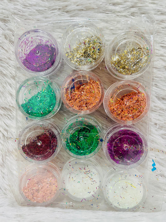 12 in 1 Multi Colour Grass Glitter