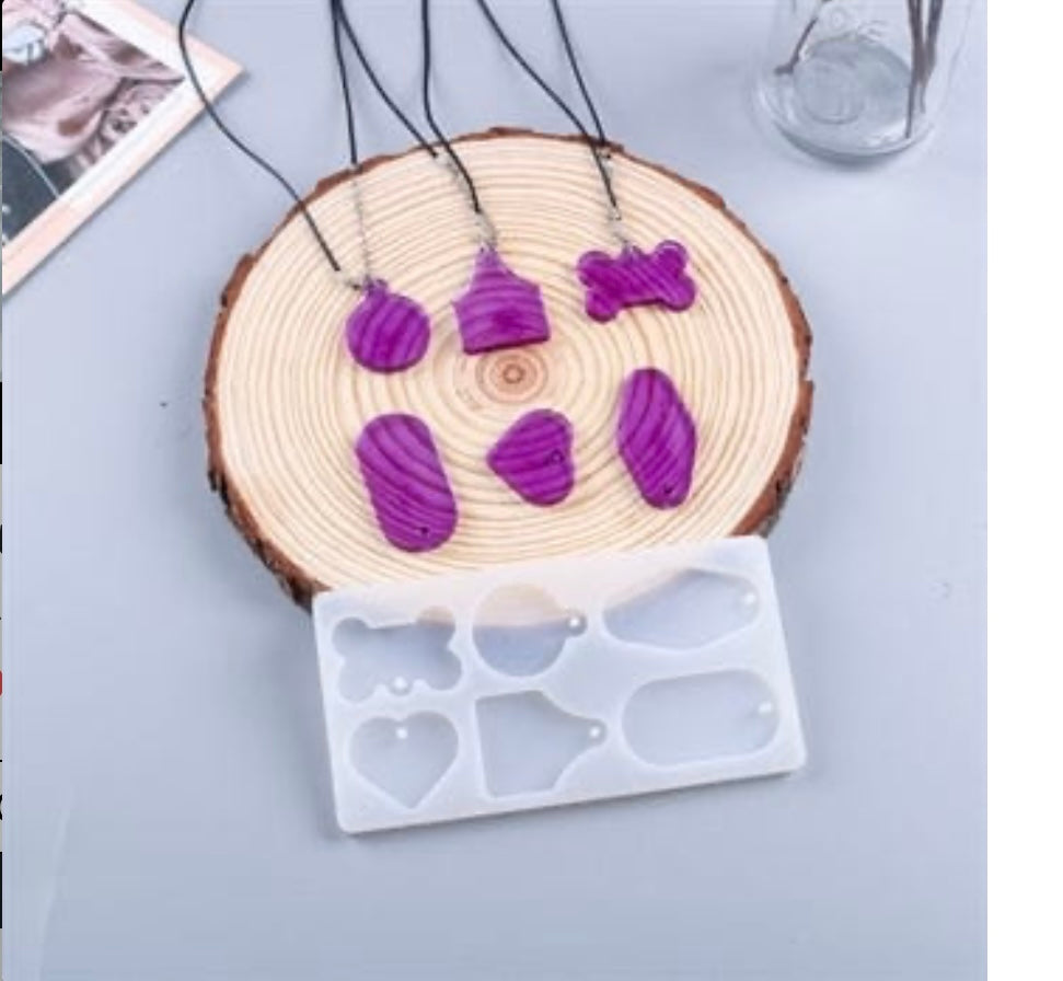 6 Cavity Dog Tag & Pendant Jwellery & Keychain Mould