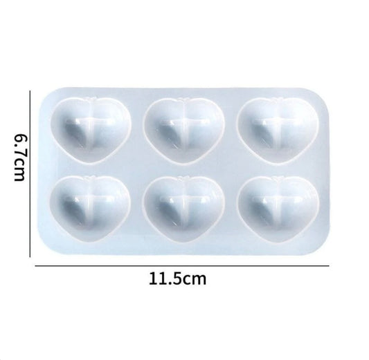 6 Cavity Plum Shape Heart Mould