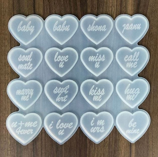 16 Cavity Romantic Wording Heart Mould