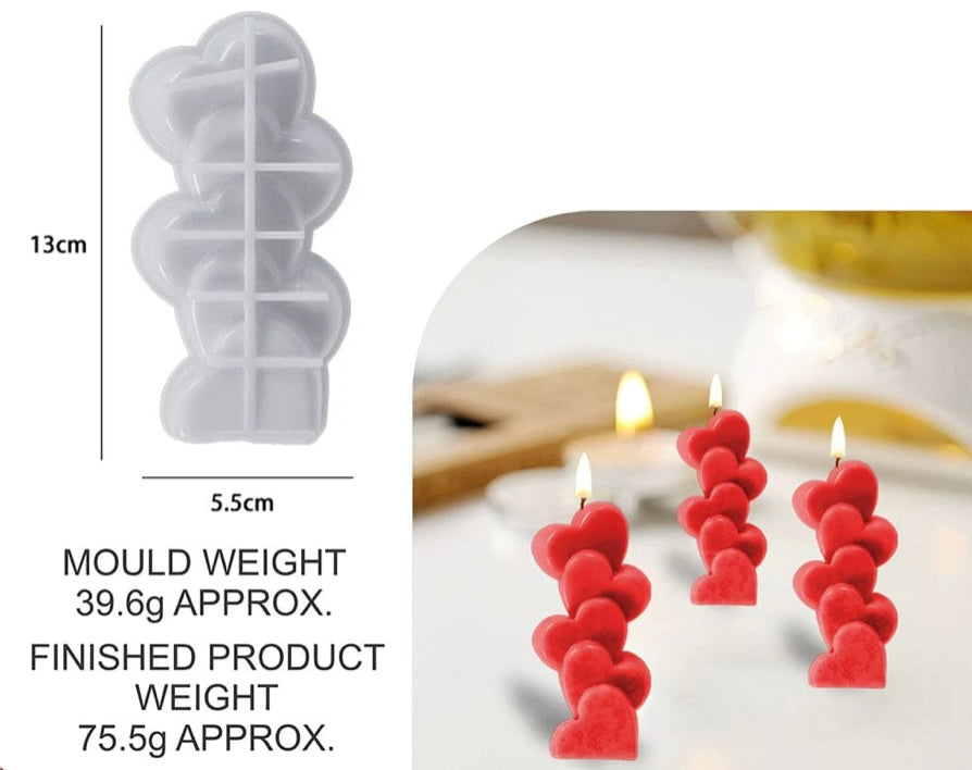 5 Love Heart Candle Mould