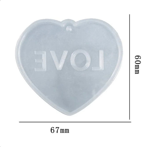 Heart Shape With Love Writing Keychain & Pendant Mould