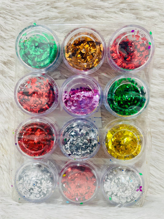 12 in 1 Multi Diamond Cut Glitter Chunks