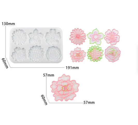 6 Cavity Floral Keychain & Pendant Mould