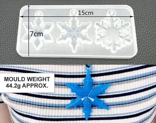 3 Cavity Snowflakes Pendant & Keychain Mould