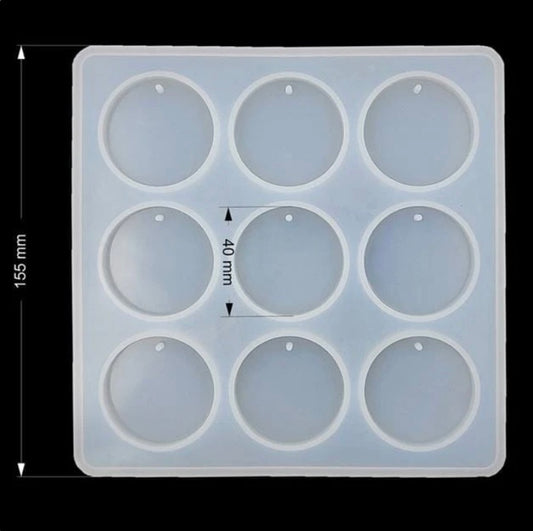 9 Cavity Round Pendant Jwellery & Keychain Mould