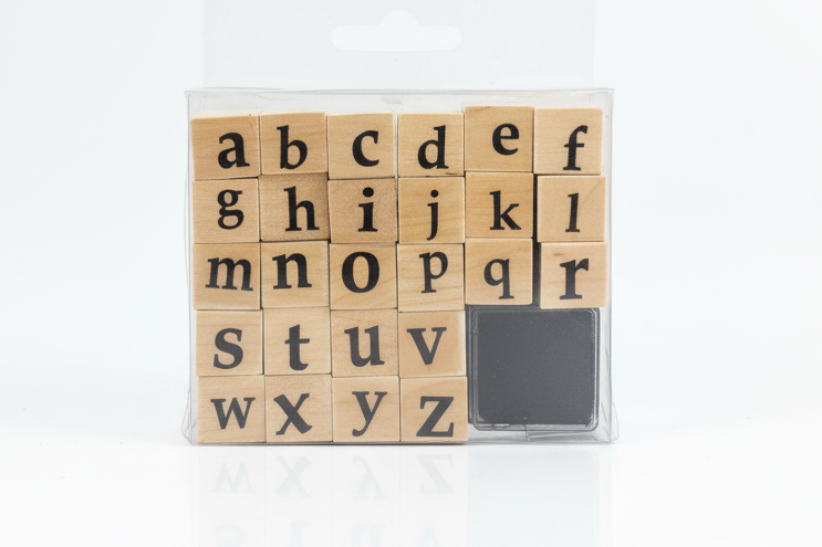 Wooden Alphabet Stamp with Ink Pad