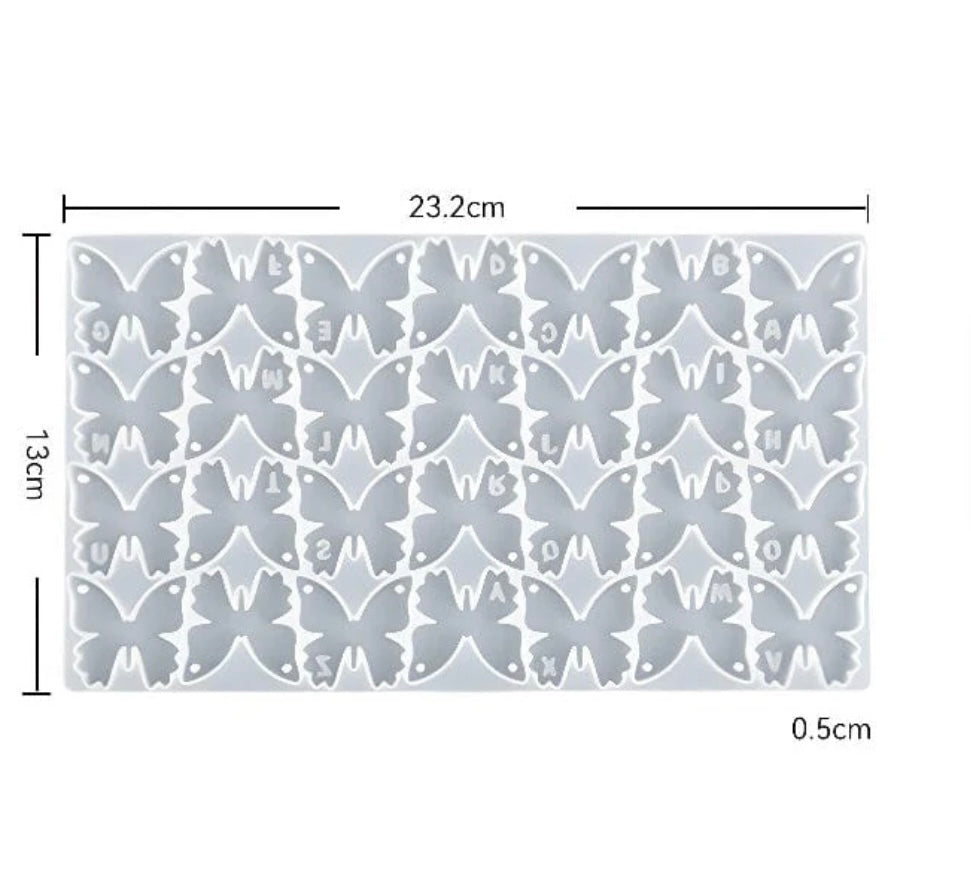 28 Cavity Letter Butterfly Keychain & Pendant Mould