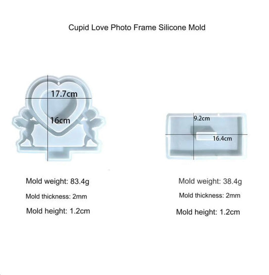 Cupid With Hanging Heart & Stand Photo Frame Mould